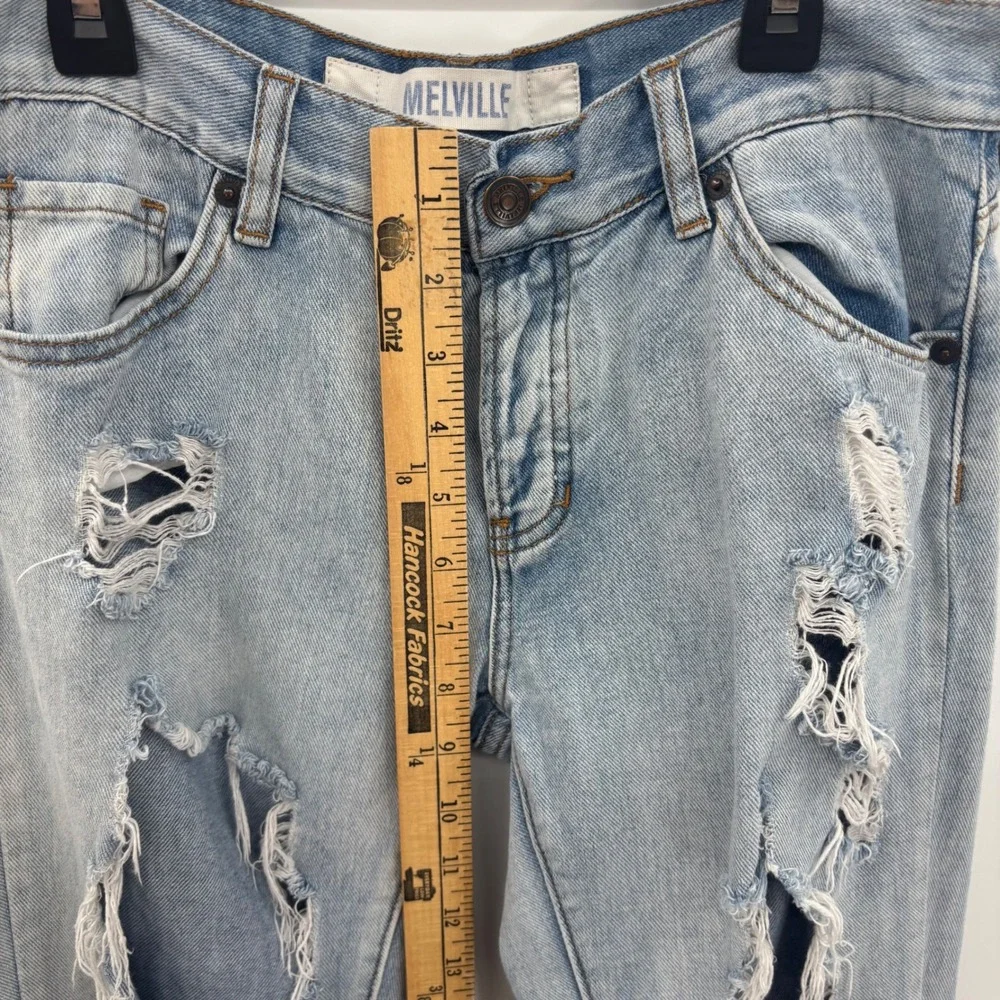 Brandy‎ Melville Distressed Jeans Womens 25 Light Wash Button Fly Boho 90s Y2K
